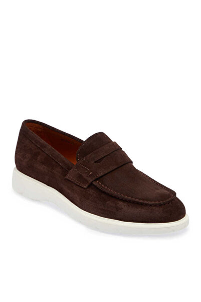 Tergan Kahve Hakiki Süet Deri Erkek Loafer - E24I1AY56785-B85