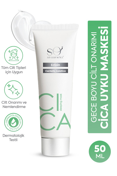 SOI Cosmetics Cica Gece Uyku Maskesi 50ml - Cilt Onarıcı ve Yoğun Nemlendiric...