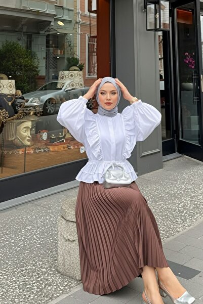 comstar Women's Basic High Waist Pleated Loose Stretchy Long Skirt