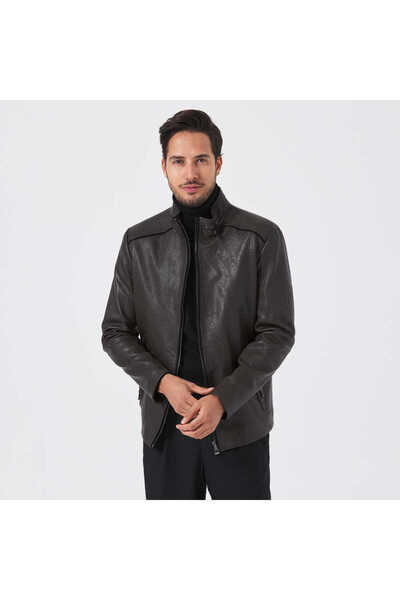 Tergan Haki Hakiki Deri Erkek Deri Mont - E23KDM310504-R2X