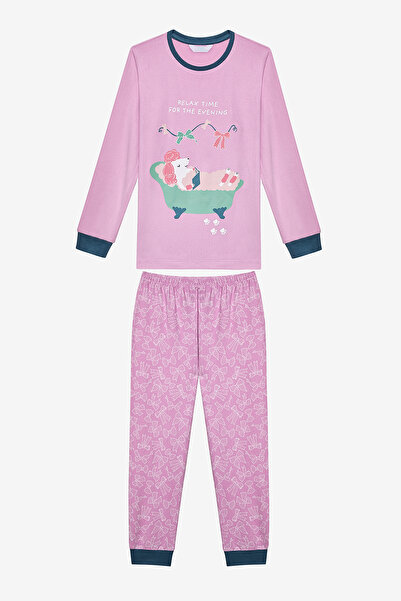 Penti Girl's Relax Time Thermal Flieder-Pyjama-Set