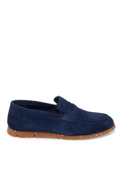 Tergan Mavi Hakiki Süet Deri Erkek Loafer - E24I1AY56588-F60