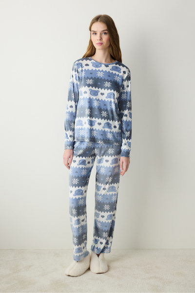 Penti Sněhové vločky chlupatá vícebarevná mikina na spaní