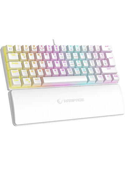 Rampage Plower Mini Oyuncu Klavyesi Mekanik Klavye Bilek Destekli Blue Switch Gaming Klavye Oyuncu Klvye
