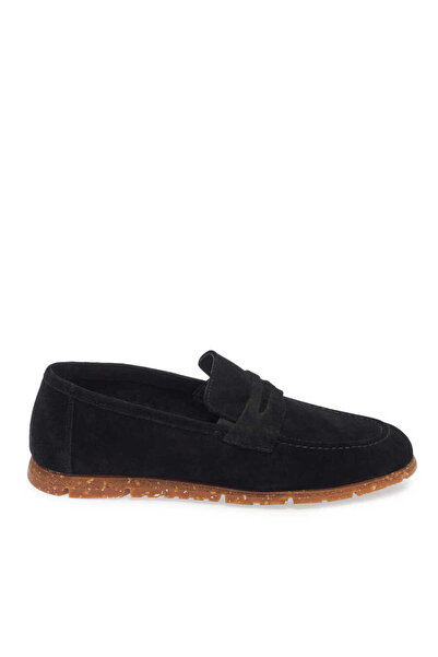 Tergan Siyah Hakiki Süet Deri Erkek Loafer - E24I1AY56588-A01