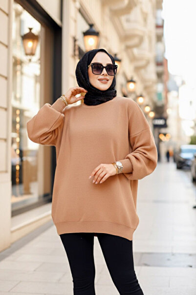 Neva Style Бисквитна скромна пуловерна туника 17201BS