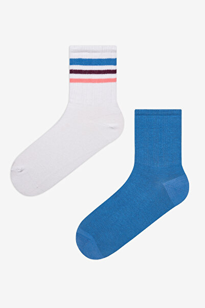 Penti Сини бели чорапи за тенис от 2 части с множество ивици