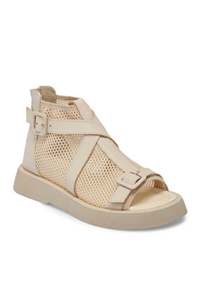 Tergan Bej Deri-Tekstil Kadın Sandalet - K24Y1SN67109-A25