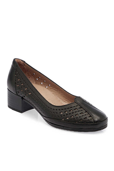 Tergan Siyah Hakiki Deri Kadın Topuklu Ayakkabı - K24I1AY67106-A23