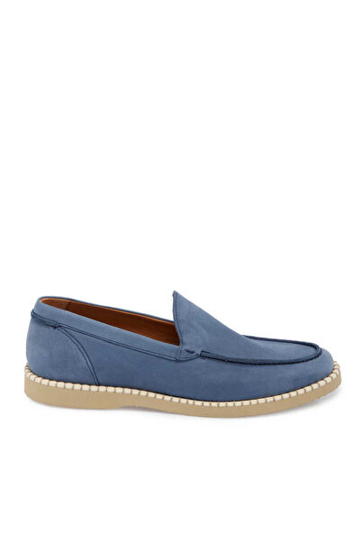 Tergan Mavi Hakiki Nubuk Deri Erkek Loafer - E24I1AY56641-F58