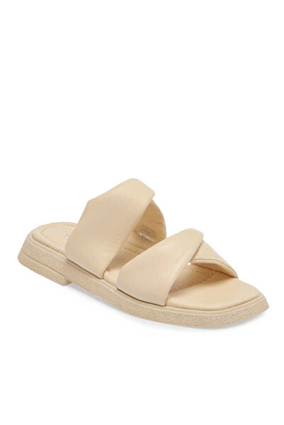 Tergan Bej Hakiki Deri Kadın Terlik - K24Y1TR67130-T5L