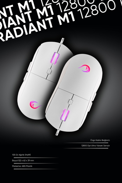 Rampage Radiant M1 Rgb Makrolu 12800 Dpi E-spor Örgü Kablo Profesyonel Gaming Mouse Oyuncu Mouse