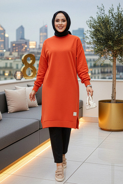 Neva Style Light Red Hijab Tunic - 30645Ak