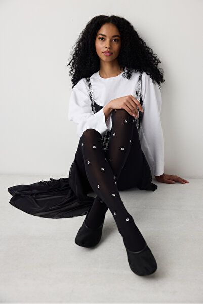 Penti Silvery Eyelet Black Pantyhose