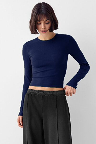 VODENS Синій велосипедний комір Basic Ultra Soft 100% бавовна, довгий рукав, боді