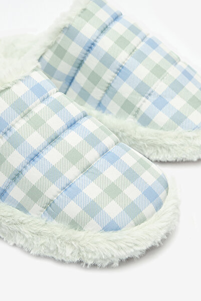 Penti Green Gingham Light Gray Slippers