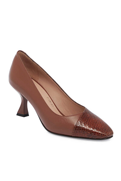 Tergan Kahverengi Hakiki Deri Kadın Topuklu Ayakkabı - K24S1AY67705-G36