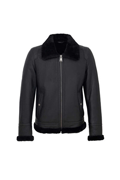 Tergan Siyah Hakiki Deri Erkek Hakiki Deri Mont - E23KKM310473-D51