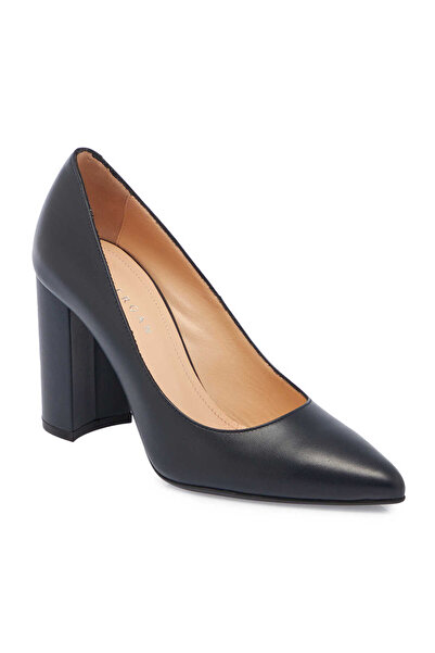 Tergan Lacivert Hakiki Deri Kadın Topuklu Ayakkabı - K24S1AY67598-A31