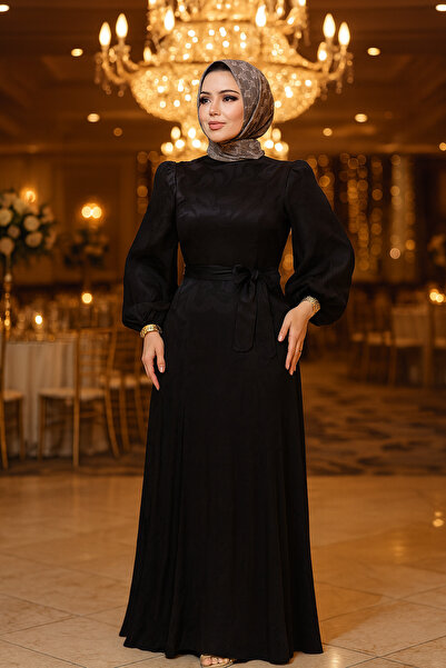 N.S NEVA STYLE Rochie de seara cu hijab neagra cu model 23274S