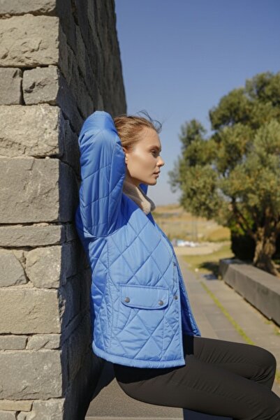 comstar Жіночий пальто з хутряним коміром і бахромою, синій