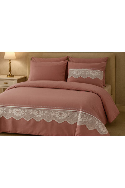 Çeyiz Bahçesi Rose Dantelli Pikolu Çift Kişilik Nevresim Takımı