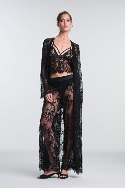 Penti Pirra Lace Black Dressing Gown - Privee Collection
