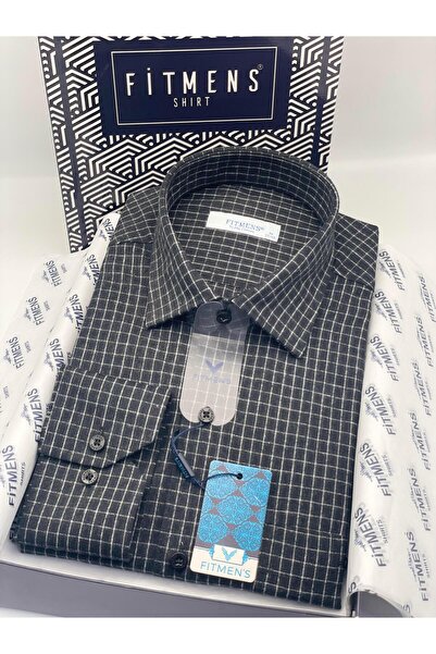 Fitmens قميص رجالي كلاسيكي بأكمام طويلة من القطن الشتوي بأزرار على شكل ياقة ل...