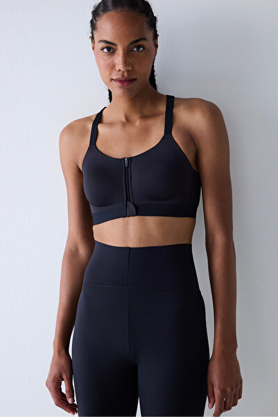 Penti Biustonosz sportowy Premium z wysokim wsparciem i zamkiem błyskawicznym w kolorze czarnym