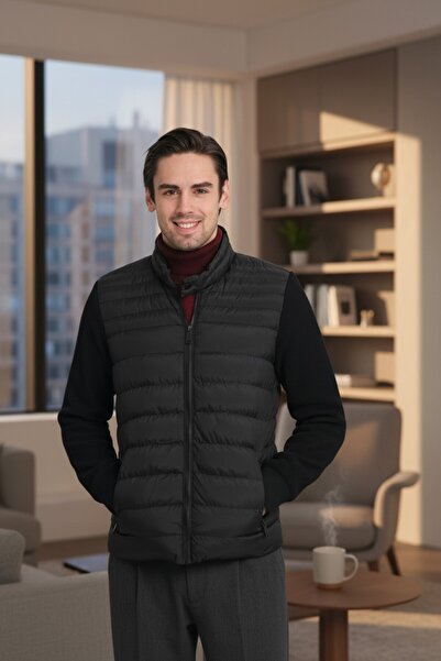 Frappoli Erkek Şişme Mont Kolu Örme Ribanalı