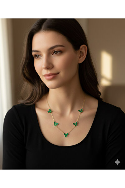 Jewerly قلادة فراشة خضراء للنساء