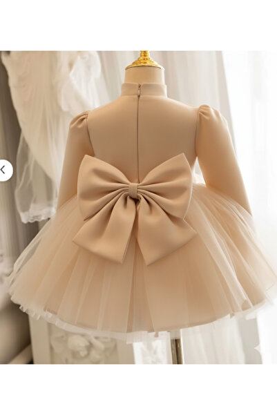 melek golden κορίτσι παιδικό φόρεμα λολίτα φόρεμα πριγκίπισσας μακρυμάνικο φιόγκο νυφικό φόρεμα μπάλα