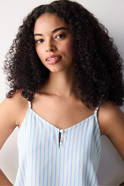 Penti Alice csíkos kék alsónadrágos pizsama felső