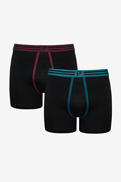 Penti Men's Cotton 2-Piece Black Multicolor Boxer Briefs