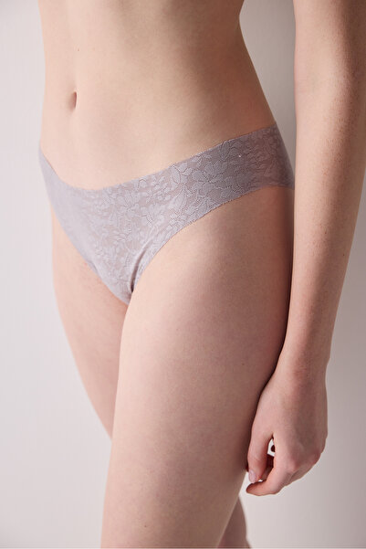 Penti Gray Invisible Laser Cut Lacy Lace Slip Panties
