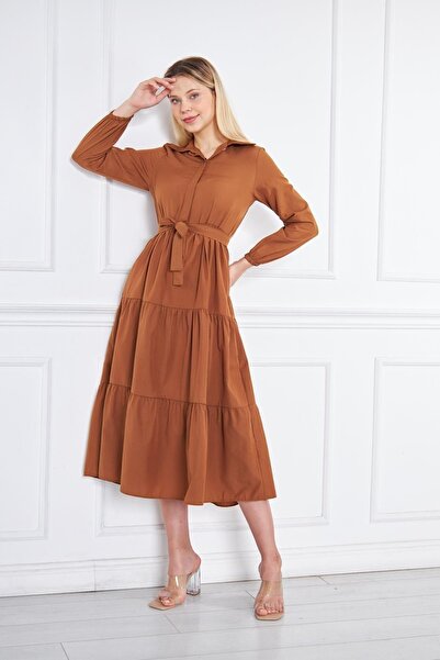 comstar Жіноча сукня з коміром гомлеком зі складками