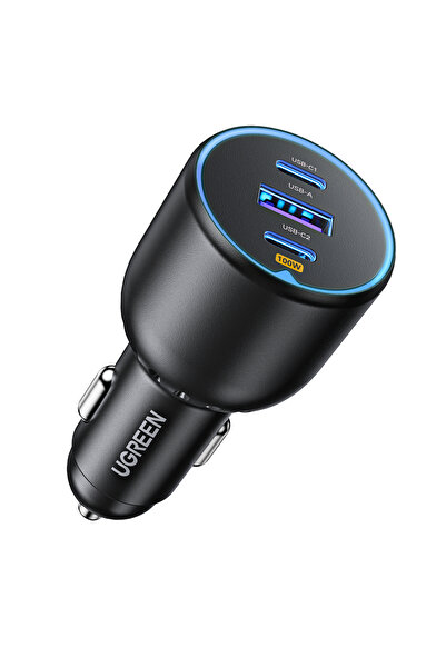 Ugreen 130W QC PD Hızlı Araç İçi Şarj Cihazı Çakmaklık Adaptörü 2xUSB-C, 1xUS...