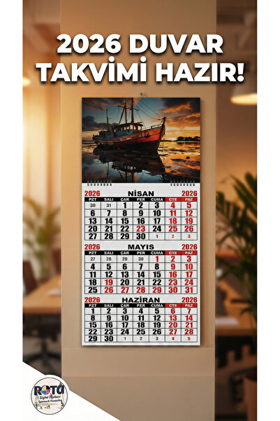 Rota Papers 2026 Tek Parça Gemici Takvimi - Balıkçı Kayığı Yansımaları - Yeni