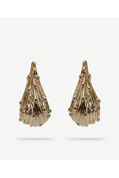 Yargıcı Damla Formlu Gold Küpe