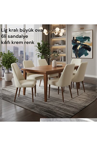 nurlan Likrali büyük oval sandaliye örtüsü sandalye kılıfı 6li Streç Lastikli...