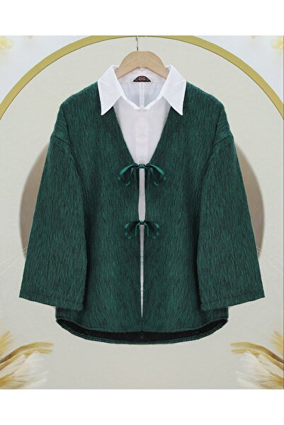 Modamorfo Front tied cashmere jacket - dark green
