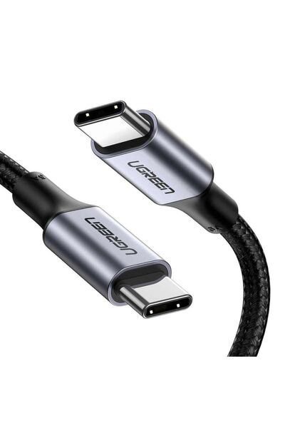 Ugreen USB-C 100W 5A QC PD Örgülü Hızlı Şarj Kablosu, 1 m, Siyah, 70427