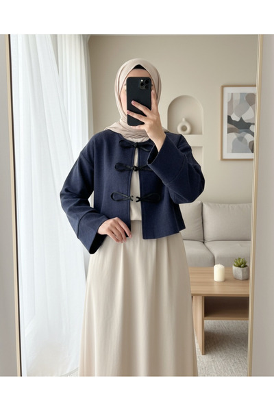 Modamorfo Lace front cashmere jacket - navy