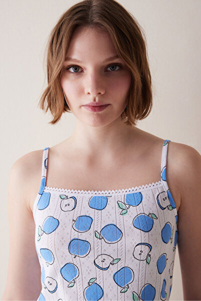 Penti Apples Pointel White Cotton Undershirt Pajama Top