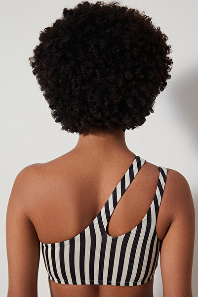 Penti Alia One Shoulder Glitter Striped Bikini Top