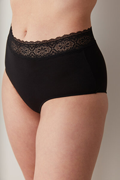 Penti Beauty Cotton High Waist Black Slip Panties