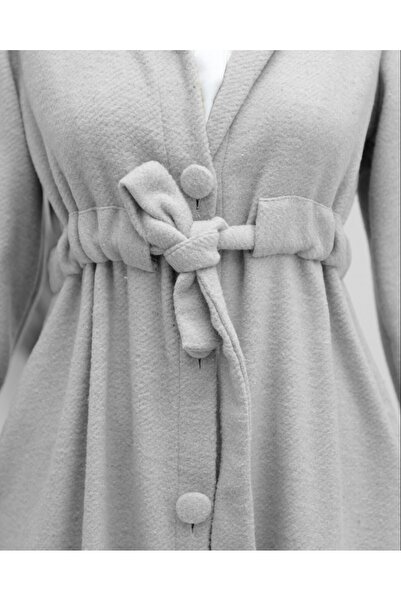 Modamorfo Hakim Collar Tunnel Lace-Up Cashmere Coat - Light Gray