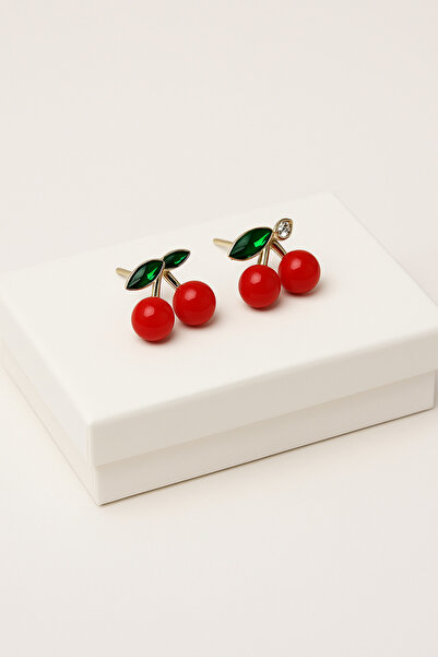 MakeWell أقراط كرزية مصممة من حجر الزركون ذات جودة عالية