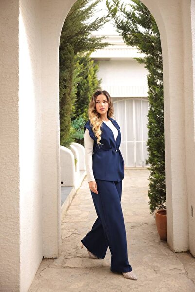 comstar Women's Stylish Long Vest Wide Leg Palazzo Pants Vest Suit