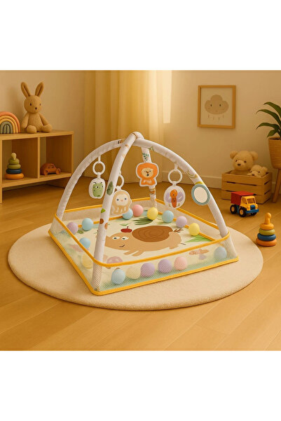 LUDIRO Baby Activity Center with Elephant, 75x75x52 Cm, With Removable Toys, + 0 Months
